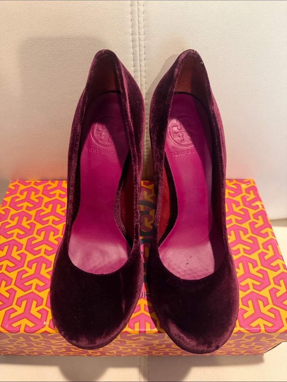 Tory Burch Velvet Block Heels - Picture 3 of 8